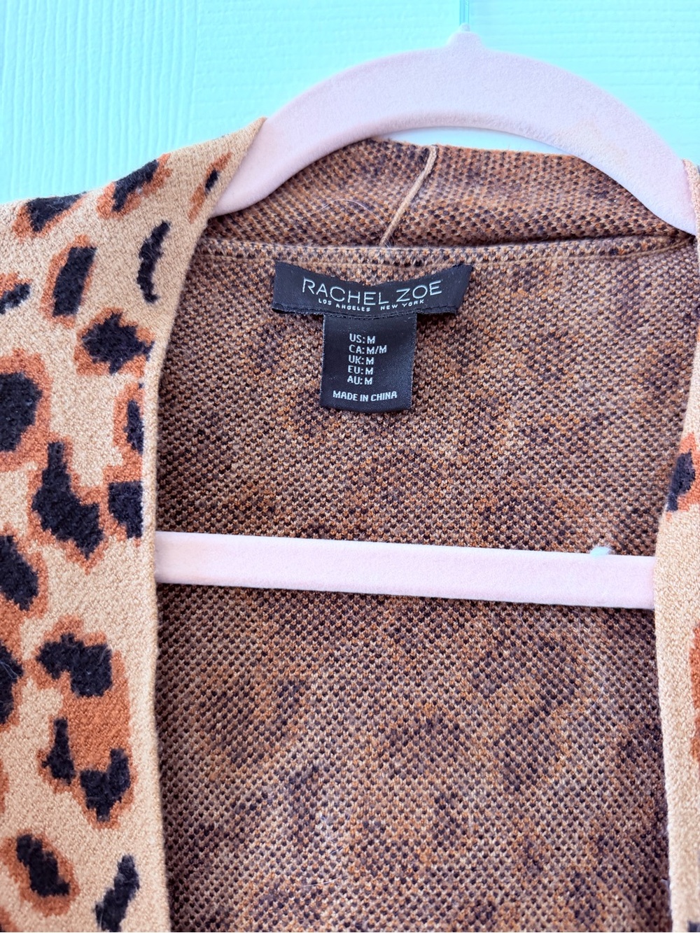 Rachel Zoe Leopard-Print Open Cardigan in Tan and Black - Picture 3 of 3